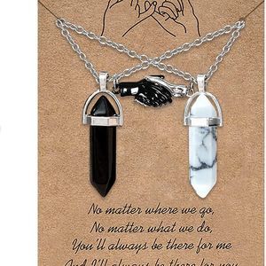 MJartoria BFF Necklace for 2 Crystal Charms Best Friend Necklace